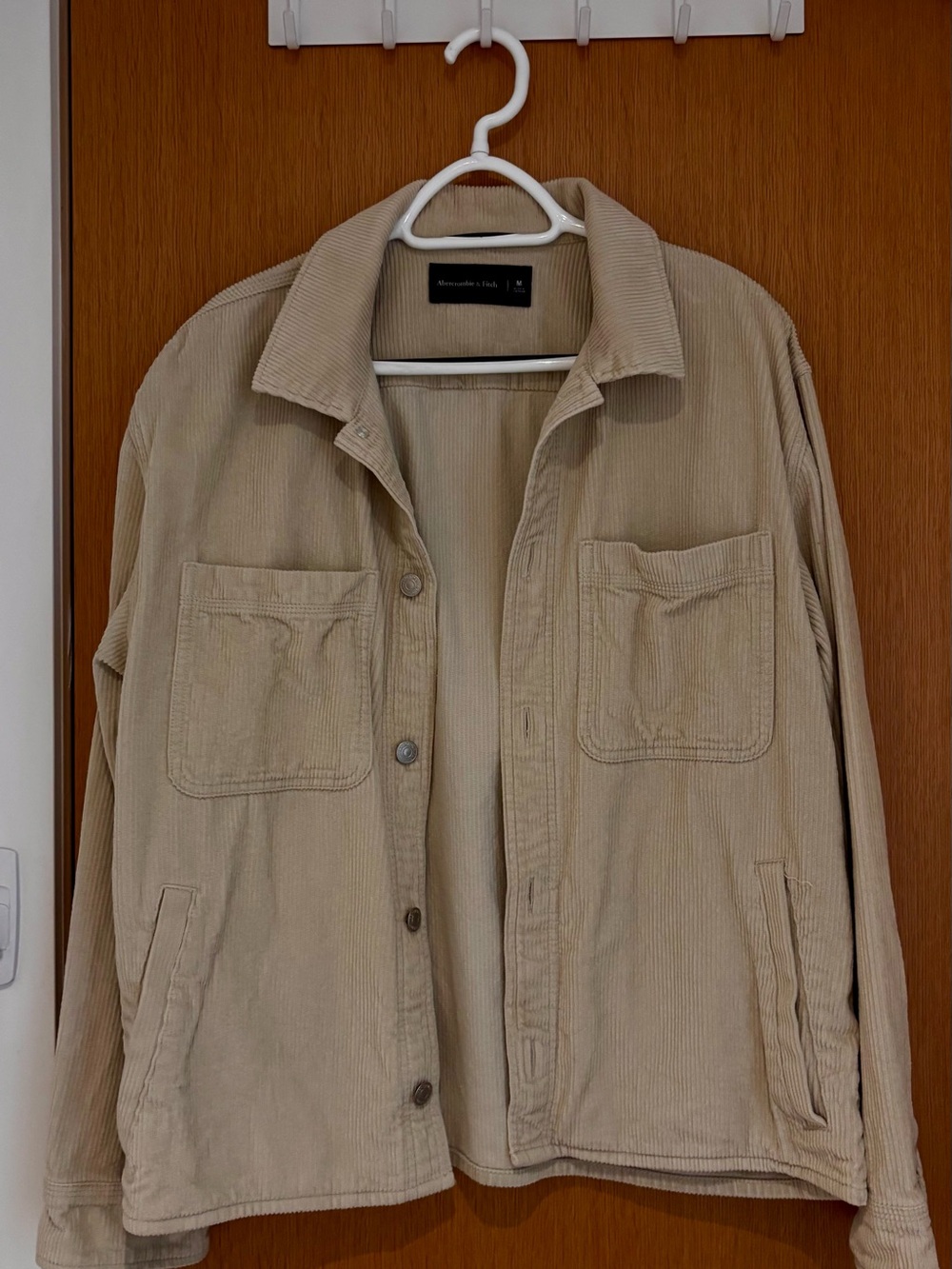 Abercrombie & Fitch Corduroy Workwear Shirt Jacket Overshirt Beige Medium
